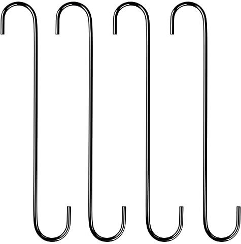SAVITA 4 Pezzi 30,5cm Ganci Cucina a S Pesi, Grande Lungo Ganci a S Piccoli per Interni ed Esterni Mangiatoie per Uccelli Appese Piante Appese Vestiti Cestini Biciclette (Nero)