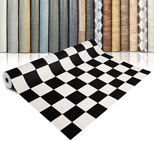 casa pura Vinyl Flooring Rolls by The Metre | Wood Effect, Tile Effect, Stone Effect PVC Flooring, Cushion Lino Floor Covering for Kitchen, Bathroom, Living Room (Damier 019D, 200 x 3000 cm)