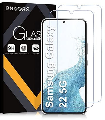 Phoona 2 Pezzi,Vetro Temperato per Samsung Galaxy S22 5G,Durezza 9H,Anti Graffio,Anti-Impronte, Senza Bolle,Pellicola Protettiva Protezione per Samsung S22 5G
