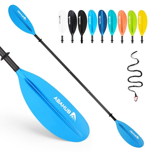 Abahub Carbon Kajak Paddel 230cm/220-240cm verstellbar, mit Paddelleine