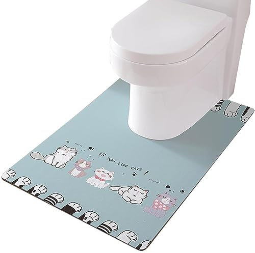 ZESLIV Alfombra para Inodoro de 60 x 90 cm en Forma de U Poligono Alfombra baño bañera Alfombrilla de WC Antideslizante para Lavar a máquina