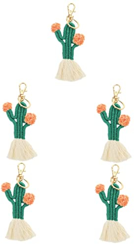 TOYANDONA 5stücke Handgewebter Kaktus Schlüsselanhänger Boho Stil Vielseitig Einsetzbar Als Taschenanhänger Für Dekoration Und Für Und Alltagsgebrauch