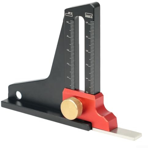 Tiefenmesser, Höhenmesser, Tiefenmesswerkzeug für Sägetisch, Lineal, Trimmmaschine, 0–55 mm Messbereich