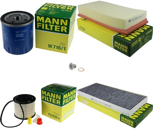 EISENFELS Inspektionspaket Wartungspaket Filterset mit Ölfilter W 716/1, Luftfilter C 33 156, Kraftstofffilter PU 830 x, Innenraumfilter CUK 4179, Verschlussschraube
