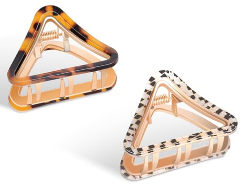 SXQLYH Pinze Per Capelli in acetato, 5 cm, 2PCS Pinza Capelli Donna triangolari per capelli di medie dimensioni, clip antiscivolo semi-trasparente, piccole per donne e ragazze