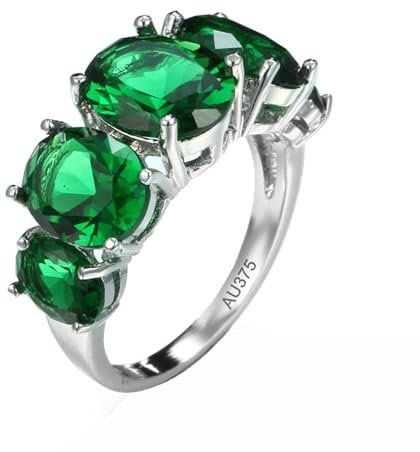 Epinki Au375 Weiß Gold Freundschaftsringe, Simple Elegant Ring Solitärring mit Peridot Grün, 9K Pärchen Ringe Echt Gold Schmuck, Gr.65 (20.7)