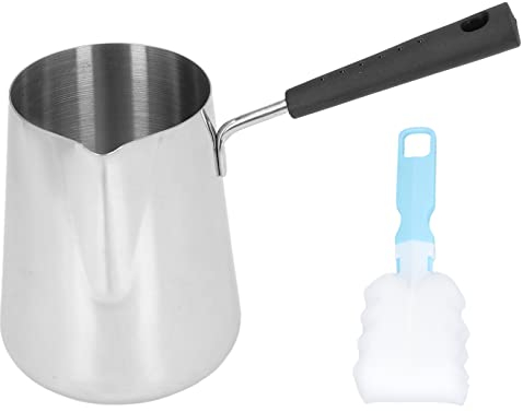 Caffettiera Turca, Caffettiera con Manico per Caffé Scaldalatte 1000ml Acciaio Inox, Burriera con Beccuccio per Sciogliere il Burro, Riscaldare il Caffè, Ecc