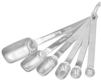 6PCS Rectangle Measuring Spoon Set Stainless Steel Small Tablespoon Measuring Spoon Cups with Buckle Cooking Utensils for Kitchen(Silver)