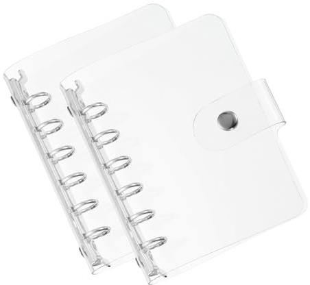 PATIKIL A7 Klare Binderabdeckung, 2 Stück weiche PVC-Loose-Leaf-Binder-Schutzhülle mit Druckknopfverschluss, 6 silberfarbene Ringe für DIY-Meeting-Notizbuch-Ordner, klar