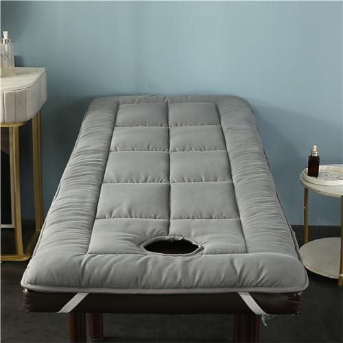 Soft Lash Sängöverdrag med Bekvämt Hål Madrassöverdrag med Fyra Hörnband Och Ansiktshål Andningsaktiv Madrass Tatami Spa Massagesäng Mattress med hål (grå, 80 x 185 cm)