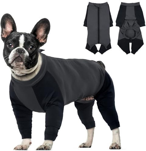Hjyokuso Hundeoverall Mit Beinen, Hundeschlafanzüge, Hundepyjama Für Mittelgroße Hunde, Hunde Schlafanzug Mit Reißverschluss, Body Hund Nach Op Für Französische Bulldogge, Cocker Spaniel, Beagle