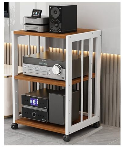 HiFi Rack, 3-lagiger, Abnehmbarer Medienständer, Audio-/Videoständer, CD-Player-Ständer, Aufbewahrungsschrank für Stereokomponenten mit höhenverstellbaren Holzregalen (Eiche)