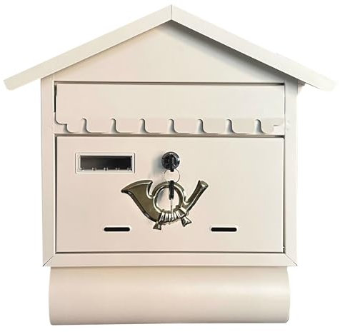 SCBTGKLN Briefkasten, Postkasten, Briefkasten mit Zeitungsfach, Wandbriefkasten, Abschließbarer Briefkasten aus Stahl, Inklusive Hardware, Briefkästen mit Schlüsselschloss(White)