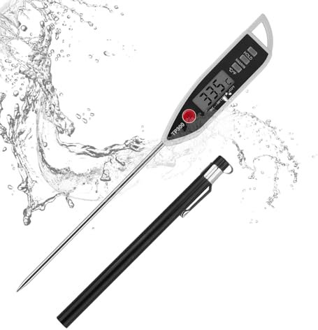 Termometro Cocina,Termómetro de cocina negro con sonda larga y pantalla LCD, apto para carne, barbacoa, alimentos, líquidos, leche, agua y más