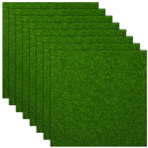Fairy Garden Grass Mats, 8 Pcs 6x6 Inch Realistic Artificial Turf for Miniature Gardens, Dollhouse, Train Scenes - Craft Projects & DIY Outdoor Decor