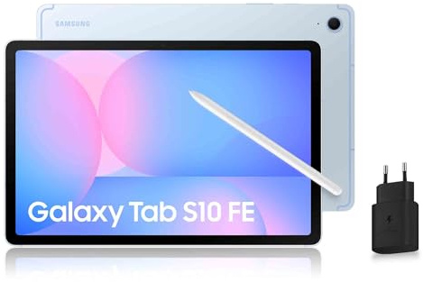 Samsung Galaxy Tab S10 FE, Tablette Android WIFI 10.9 128 Go, S Pen inclus, Certification IP68, Bleu, Chargeur Secteur Rapide 25W Inclus, Version FR