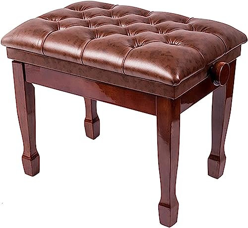 BXSUKEYOU Klavierhocker, Frisiertischhocker, verstellbare Klavierhockerbank, für Erwachsene und Kinder, Keyboardbankkissen, Pu-Leder, Höhenverstellung: 48–58 cm, Mattschwarz (Farbe: Rotbraun)