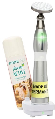 emmi-pet Physio Set – Ultraschalltherapie für Tiere – mit Handteil, Ladestation & Ultraschallgel – Sanfte & schmerzfreie Behandlung für Hunde, Katzen & Pferde – Kann Regeneration fördern