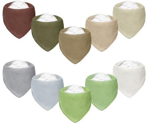 Miyacare 10 Stück Lätzchen Baby Dreieckstuch, Super Saugfähige,100% Baumwoll, Halstuch Baby, mit 4 Verstellbares Druckknopf, für Baby Jungen und Mädchen (Wüstenzauber)