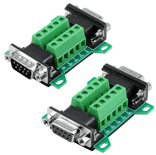 CEMYDEYO 2 pezzi DB9 Gender Changer maschio a femmina Breakout Board,RS232 D-SUB seriale a 9 pin Terminal Adapter Module (2 pezzi DB9 maschio a femmina)