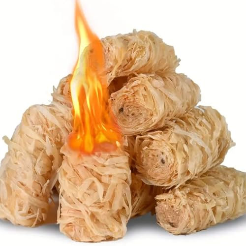 Pine Wax Fire Starter Wire Rolls, Lightweight Portable Waterproof Outdoor Barbecue Charcoal Fuel Rolls, Suitable for Camping, Barbecue, Bonfire, Fireplace, Survival Fuel (10)