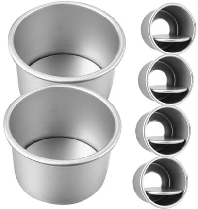 WEKADRIN 6pcs 2-inch Round Cake Pans Set Aluminum Alloy Removable Bottom Mini Cake Tins for Baking Small Pastries
