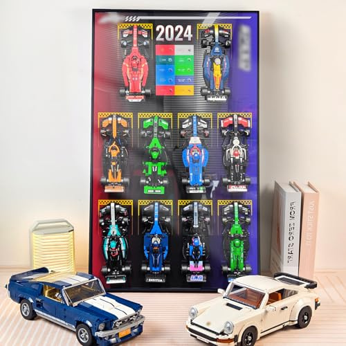 WETCEAOM Cadre Mural pour Speed Champions f1 Car 10-in-1 Building Set, Tableau d'affichage Mural pour 77242,77251,77243,77244,77246 77245 77249 etc, Taille : 75x45 cm (sans modèle)
