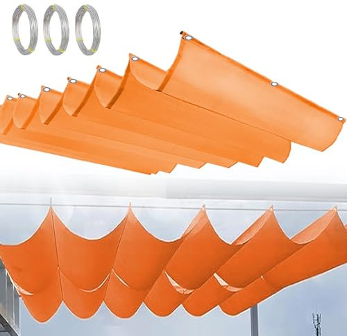 ZXHKZDX Retrattili Onda Vele Ombreggianti con Corda Metallica Scorrevole per Terrazze, Tende Esterno, Tenda Sole Pergola Tessuto Ombreggiante, Telo di Ricambio