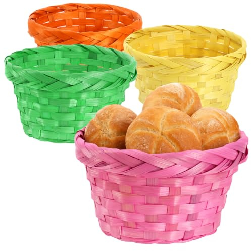 COM-FOUR® 4x cestino in rafia dai colori vivaci per la decorazione - decorazione pasquale colorata - nido pasquale - cestino per uova di Pasqua, panini, snack e chiavi (4 pezzi - mix di colori 1)