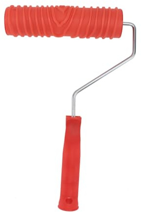 DECOMELODY 7-zoll Holzmaserung Farbroller aus Robustem Gummi mit Griff für Wanddekoration mit Farbroller und Schablonen Wandgestaltung Rot