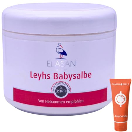 ELASAN Leyhs Babysalbe 1x 500 ml I Pflegende Hautsalbe für empfindliche Babyhaut im Windelbereich I Ohne Zink & Duftstoffe I Milde Pflegeformel mit Tonerde I Spar-Set plus Pharma Perle give-away