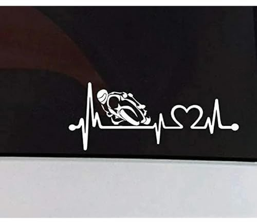 17x8cm Moto Biker Heartbeat Autoaufkleber – Lustiger Hund Sticker Für Auto, Fenster, Heckscheibe, Selbstklebend & Wetterfest