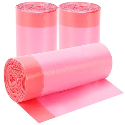Bolsas de basura de 10 L con asa y corbata, para cubos de basura de 8 a 15 L (rosa, 60 bolsas), adecuadas para oficina, inodoro, cocina