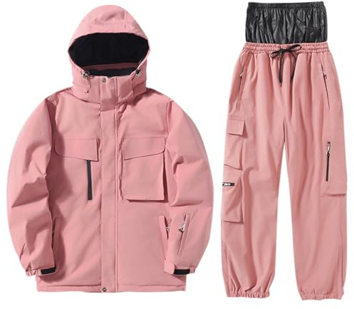 Tenue de Ski Homme Femme Hiver Chaude Épais Ensemble Ski Unisexe avec Veste Softshell Impermeable et Pantalon Imperméable Ensemble Hiver 2 Pièces Combinaison de Neige Snowboard Vêtements Imperméables