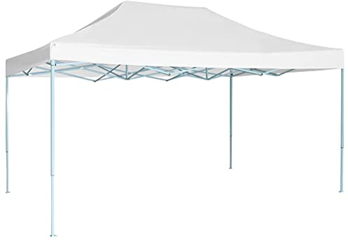 HETFTJN Faltpavillon 3x4,5 m Weiß aus pulverbeschichtetem Stahl 600D Oxford PVC wasserdicht UV stabil Gartenpavillon Pop-Up Partyzelt für Grill Event und Camping