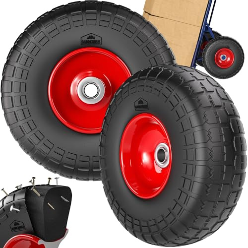 GARDEBRUK® Set di 2 Ruote per Carrello PU Gomma Piena Anti-foratura Capacità Carico 200 kg Cerchio in Acciaio Asse 20 mm Ruote Ricambio