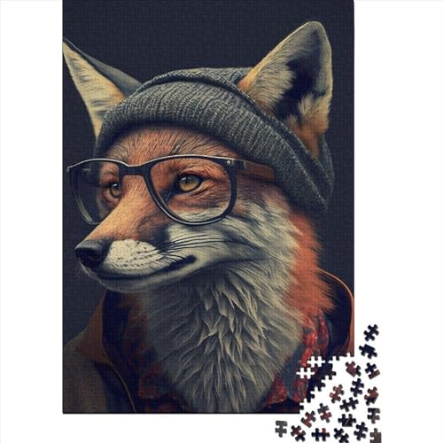Rompecabezas Cuadrado de 500 Piezas con diseño de Zorro Hipster Vestido, para Adultos. Rompecabezas de Madera, Juguete, decoración de Pared, 500 Piezas (52 x 38 cm).
