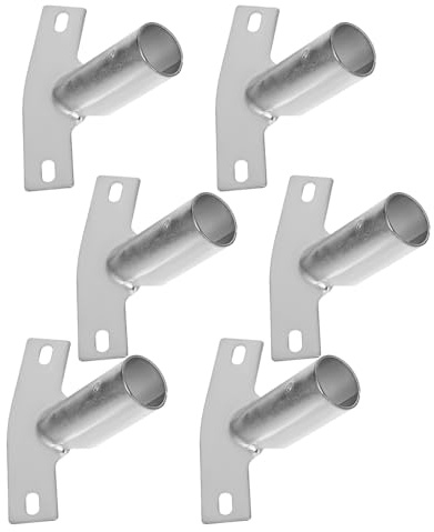TEHAUX 6pcs Broom Handle Connector Bracket Set with Threaded End Metal Adapters, Heavy-Duty Floor Brush Parts for Household and Commercial Cleaning Tools