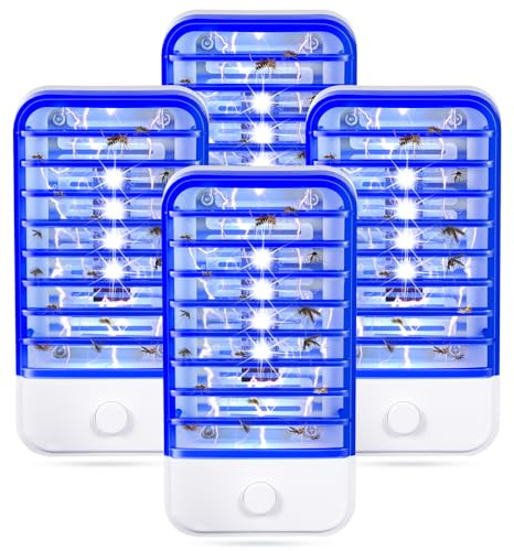 4 Pack Bug Zapper Plug in, Indoor Flying Insect Trap for Mosquito, Fly, Gnat - Purple Light Lamp for Home, Kitchen, Bedroom, Living Room, Office, Blue ﻿