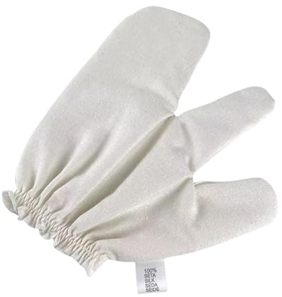 Natürliche Rohseidenstoff-Massagehandschuhe, Seiden-Peeling-Handschuhe, Trockenbürsten, tiefe Körperpeeling-Handschuhe