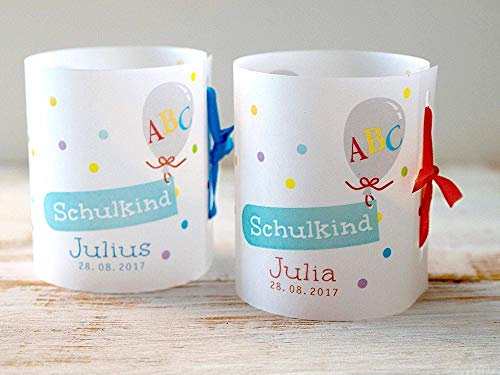 Einschulung 8 x Lichthülle personalisiert Schulanfang Schuleinführung Schulkind