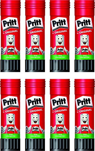 Pritt Klebestift 22 g, transparent, auswaschbar, ablösbar, ohne Lösungsmittel (8 Stück)