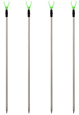 4 Teleskop Rutenhalter Alu U-Form grün Rutenständer Angel Set mit Rutenauflage Erdspieße