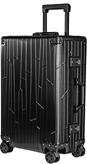 GUNDEL Aluminium Handgepäck Koffer Cabin Trolley 55x40x20 cm H/B/T 32L 4x360° Rollen Schwarz 2X TSA-Zahlenschloss