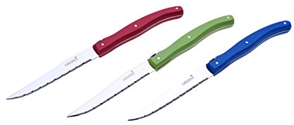 LAGUIOLE - Box 6 Tischsteakmesser - Griffe aus Buchenholz - Laguiole Biene auf der Messerkante geformt - Geschenkbox