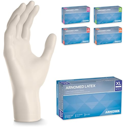 1000x ARNOMED® Einweghandschuhe puderfrei XL, Latexhandschuhe Weiß | Handschuhe Latex Einweg, Putzhandschuhe, Latex Handschuhe, Einmalhandschuhe / Einweg-Handschuhe in XS, S, M, L & XL