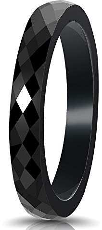 PAURO Bijoux Haute Brillant Classique Conception Engagement Mariage Band Bague Femme Céramique Noir Taille 54