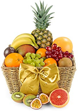 Tropical Fresh Fruit Hamper - Gourmet Fruit Gift Basket with Bananas, Kiwi, Mango, Pineapple, Grapes - Healthy Food Gifts for Birthdays and Celebrations, from Regency Hampers