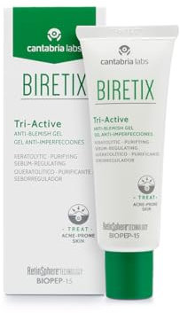 Cantabria Labs Biretix Tri Active Gel Anti-Imperfecciones, 50 Ml- Previene y Corrige Granos y Marcas de Acné, 50 Mililitros