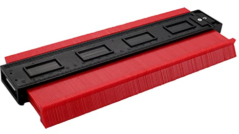 Utoolmart Konturenlehre aus Kunststoff, 250 mm, rot, Lineal, Kontur-Duplikator für präzise Messung, Fliesen, Laminat, Holz, Markierungswerkzeug, 1 Stück